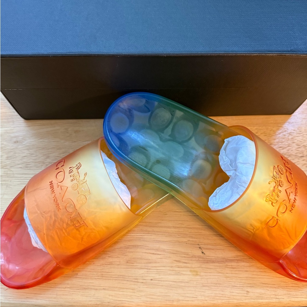 COACH Ulyssa Rainbow Slide Sandals NWT